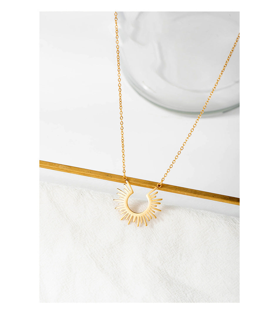 Elegant half sunburst pendant necklace