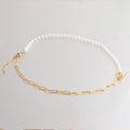 Paper clip chain and imitation pearl necklace