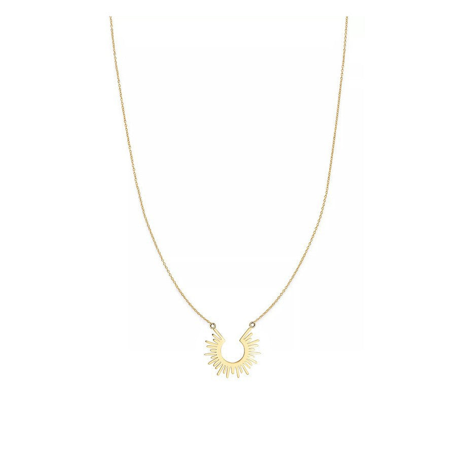 Elegant half sunburst pendant necklace