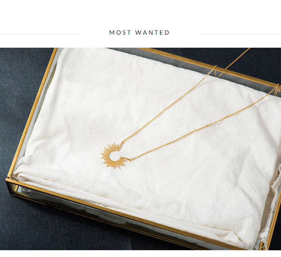 Elegant half sunburst pendant necklace