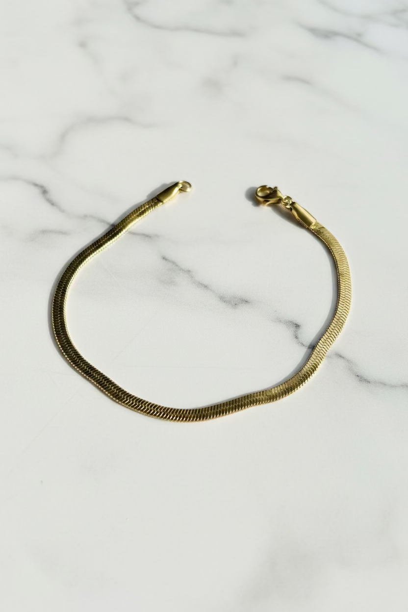 Classic gold herringbone woven bracelet