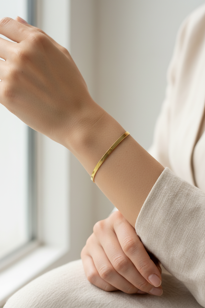 Classic gold herringbone woven bracelet