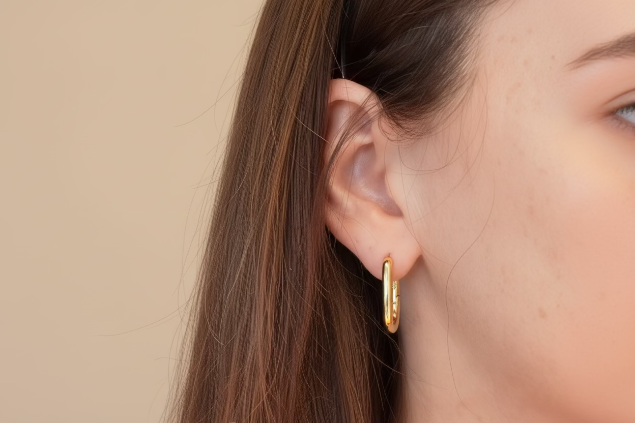 Minimalist oval gold hoop earrings