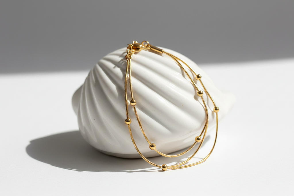 Double layered gold bracelet