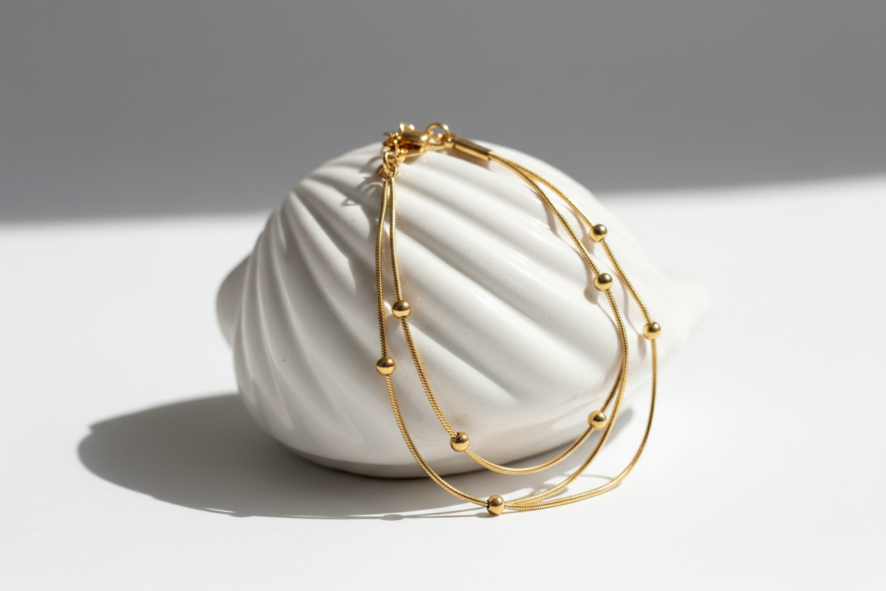 Double layered gold bracelet