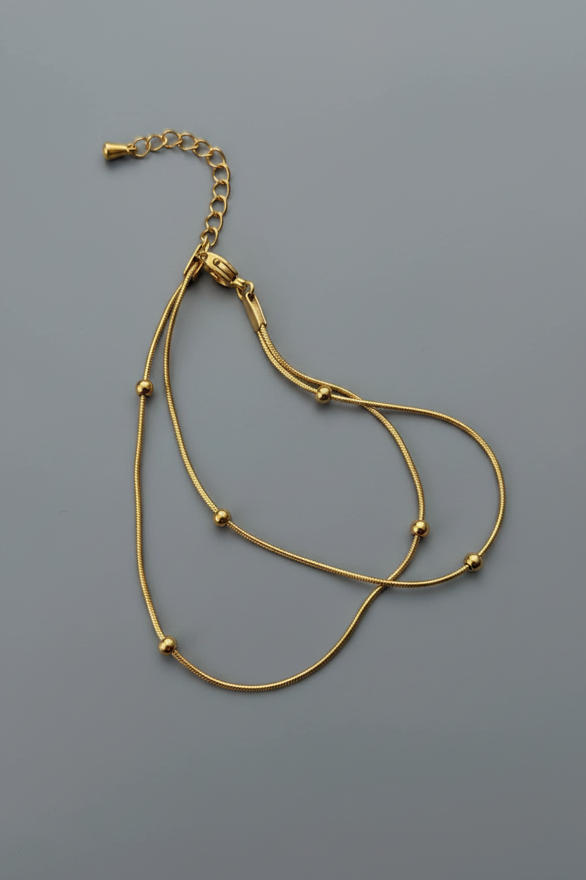 Double layered gold bracelet