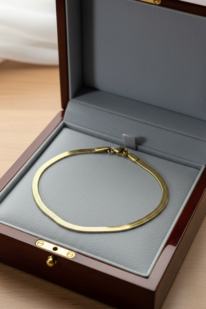 Classic gold herringbone woven bracelet