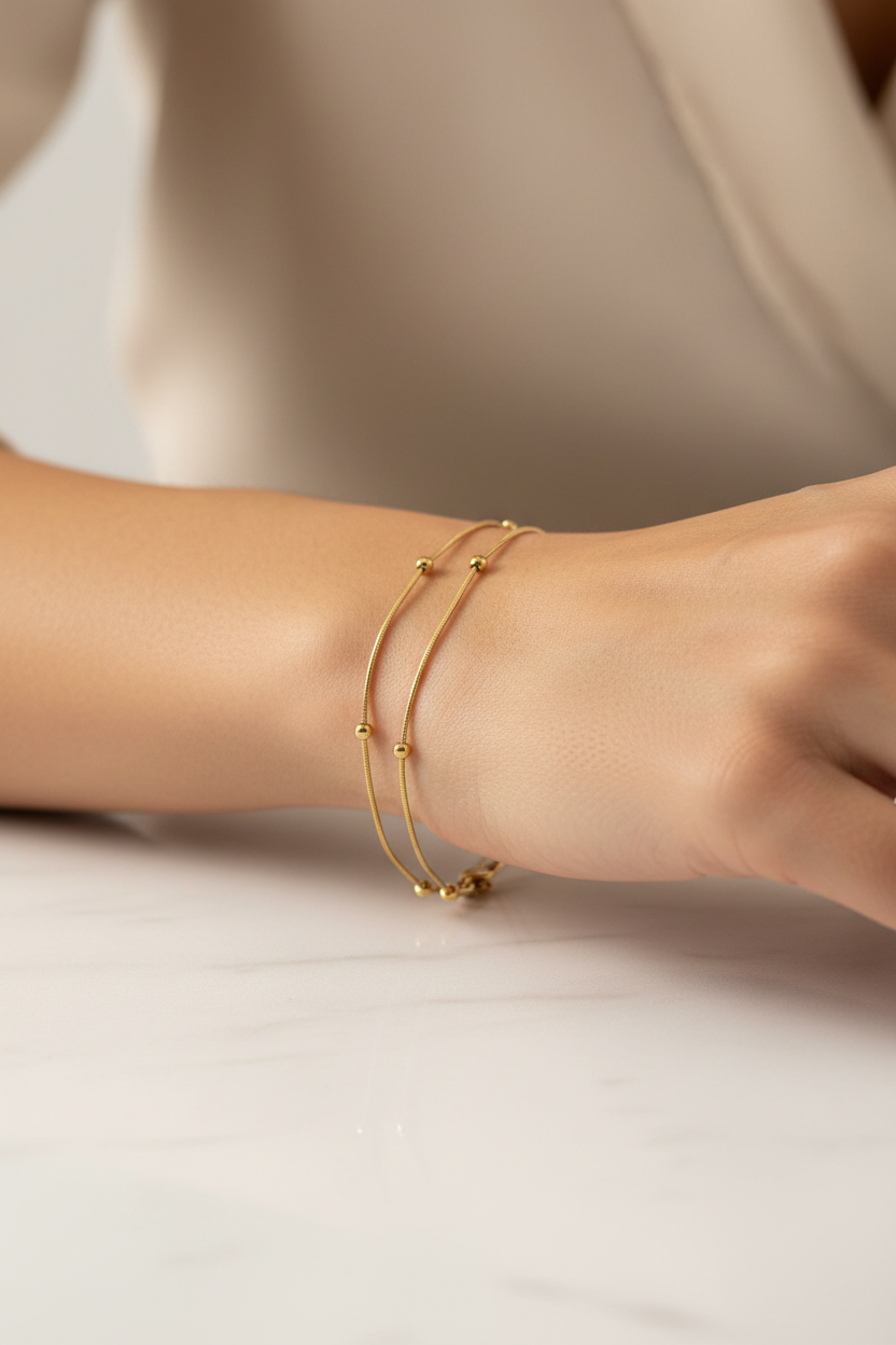 Double layered gold bracelet