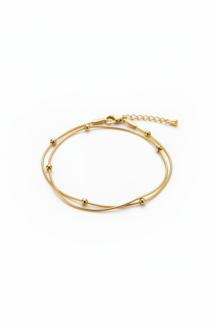 Double layered gold bracelet