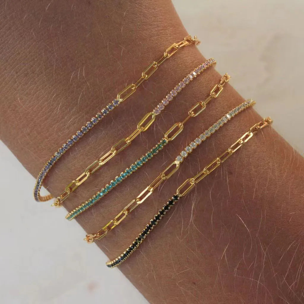 Delicate paperclip bracelet with touch of shine