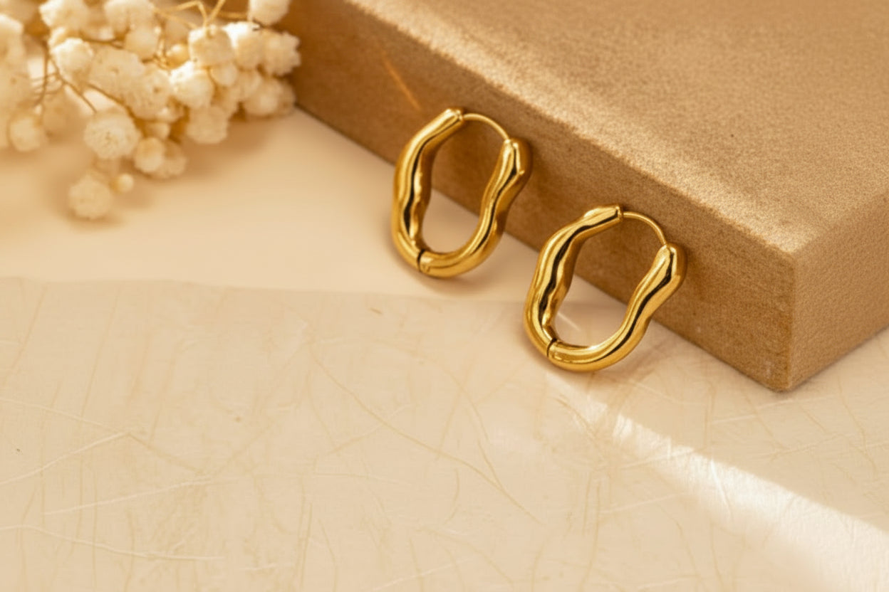 Stylish minimalist irregular twisted hoop earrings