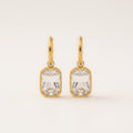 Sophisticated French design hoop earrings with white rectangular pendant