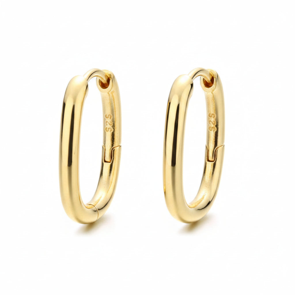 Minimalist oval gold hoop earrings