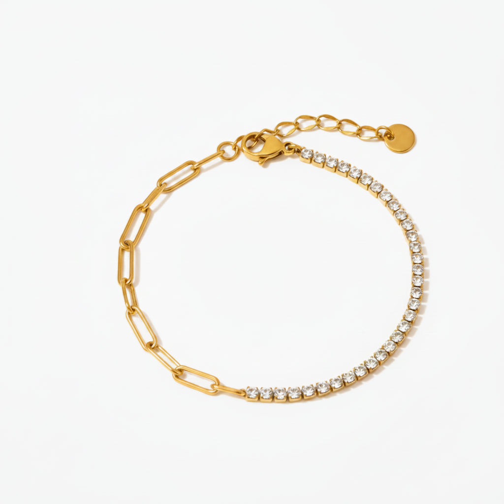 Delicate paperclip bracelet with touch of shine